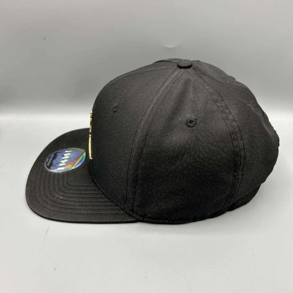Air Jordan Hat Men Black Cement Elephant Gold Metal Jumpman Snap Back Cap